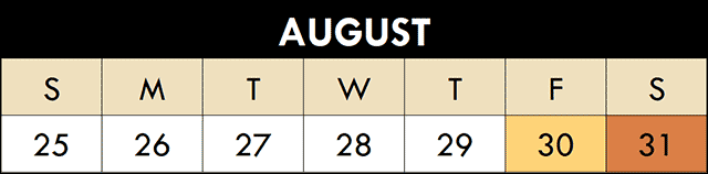 August 2025 Maze Fun Park Calendar