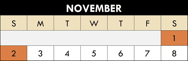 November 2025 Maze Fun Park Calendar