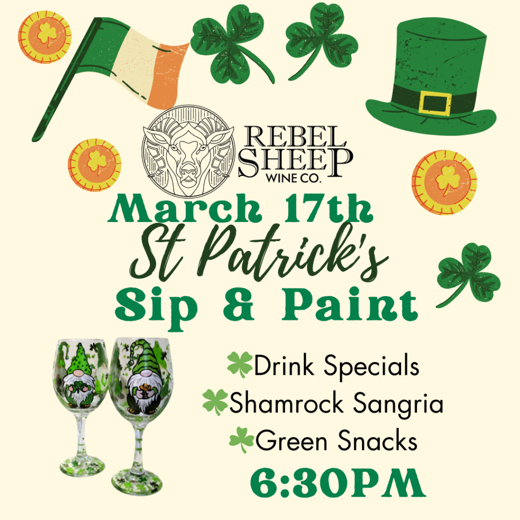 St. Patrick's Sip & Paint - March 17, 2025 at Rebel Sheep Wine Co. (Chester, NJ)